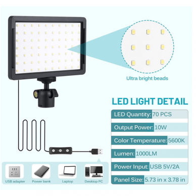 LED lempa su stovu 2 vnt rinkinyje su RGB filtrais 5