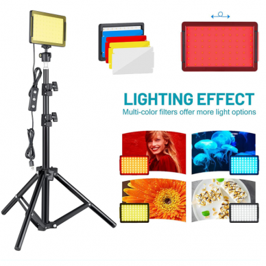 LED lempa su stovu 2 vnt rinkinyje su RGB filtrais 6
